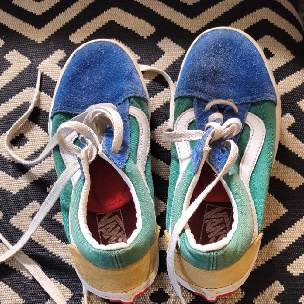 Vans Kids Sneakers in Blue, Green, and Yellow